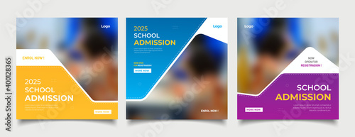 School education admission social media post and web banner template