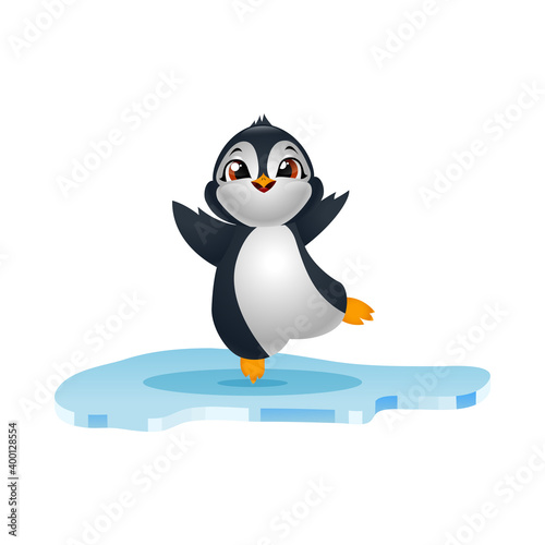 Cute penguins on ice floe