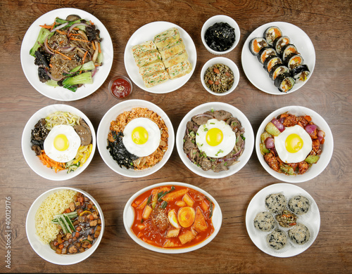 flat lay of korean traditional food