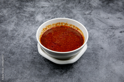 a bowl of peanut paste