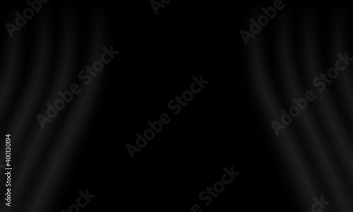 Black curtain background.