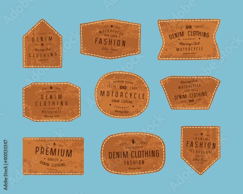 Set of leather patch for denim clothing