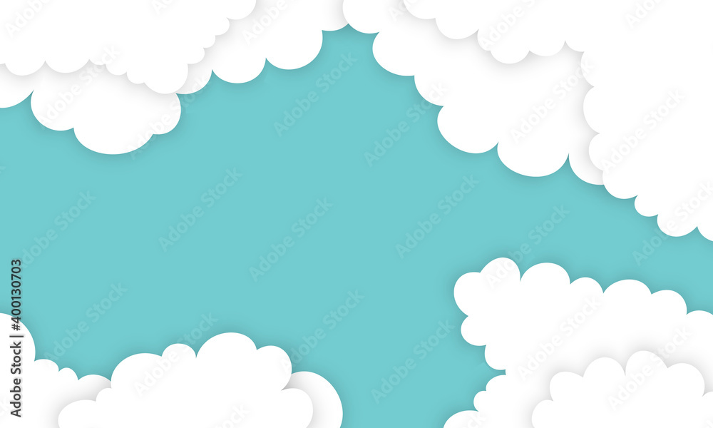 White cloud in paper styles on blue background.