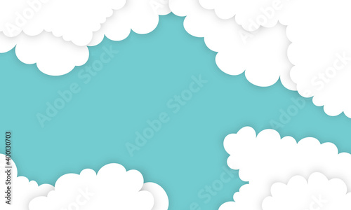 White cloud in paper styles on blue background.