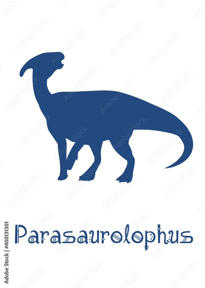 Parasaurolophus Dinosaur Vector illustration silhouette. navy dinosaurs, kids dinosaur name prints dark blue, boys bedroom wall art, dino room, kids dinosaur posters.