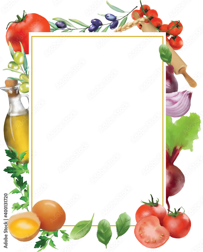 Healthy food clipart border