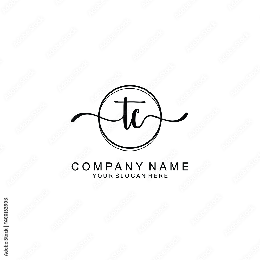 Initial TC Handwriting, Wedding Monogram Logo Design, Modern Minimalistic and Floral templates for Invitation cards	
