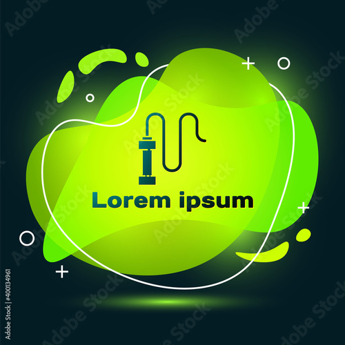 Black Braided leather whip icon isolated on black background. Abstract banner with liquid shapes. Vector.