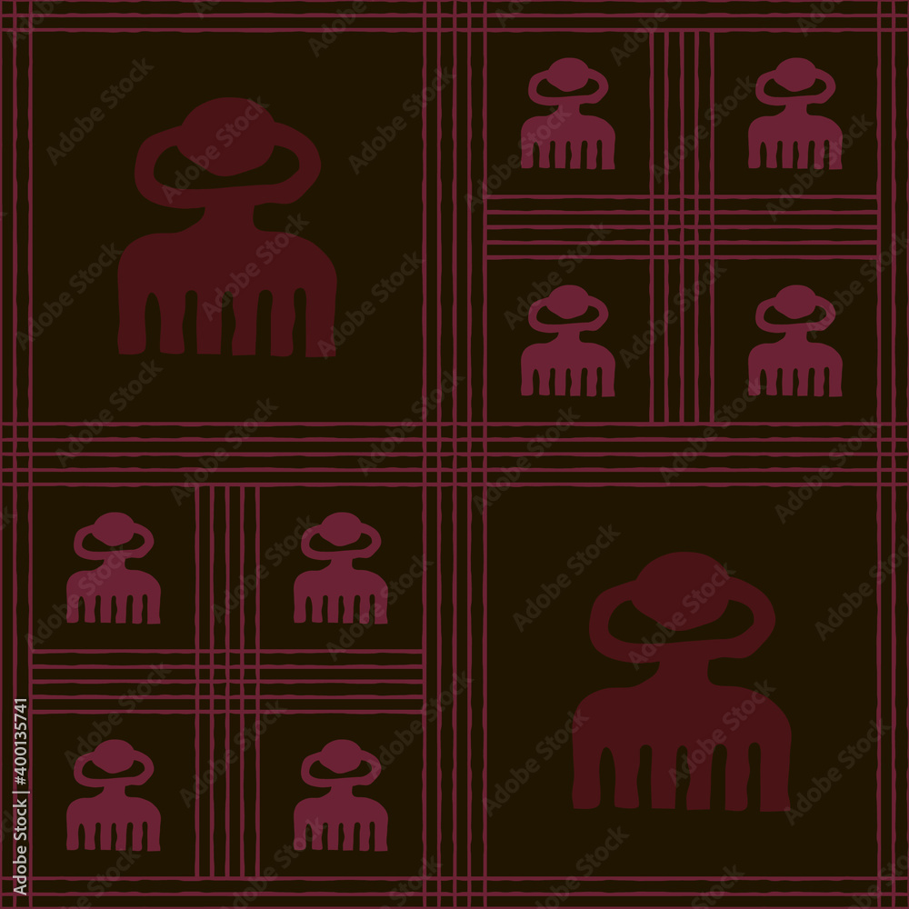 Seamless vector authentic fabric pattern with african adinkra symbols for your project