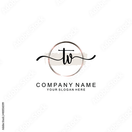 Initial TV Handwriting, Wedding Monogram Logo Design, Modern Minimalistic and Floral templates for Invitation cards 