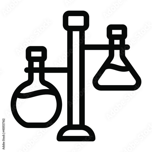 

Two chemical flask on a burette stand for experimentation, solid icon
