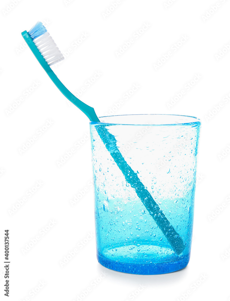 Holder with toothbrush isolated on white background Holder with toothbrush isolated on white background
