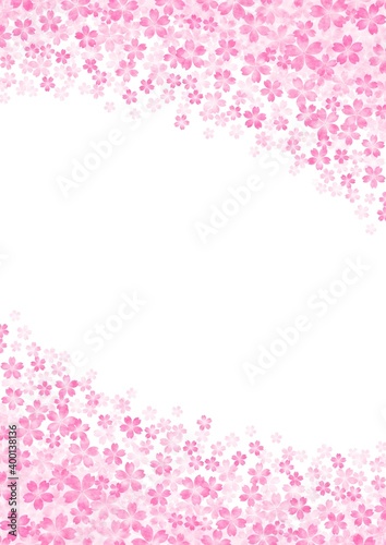 画面上下に咲き広がる桜の縦長背景イラスト no.02 © tota