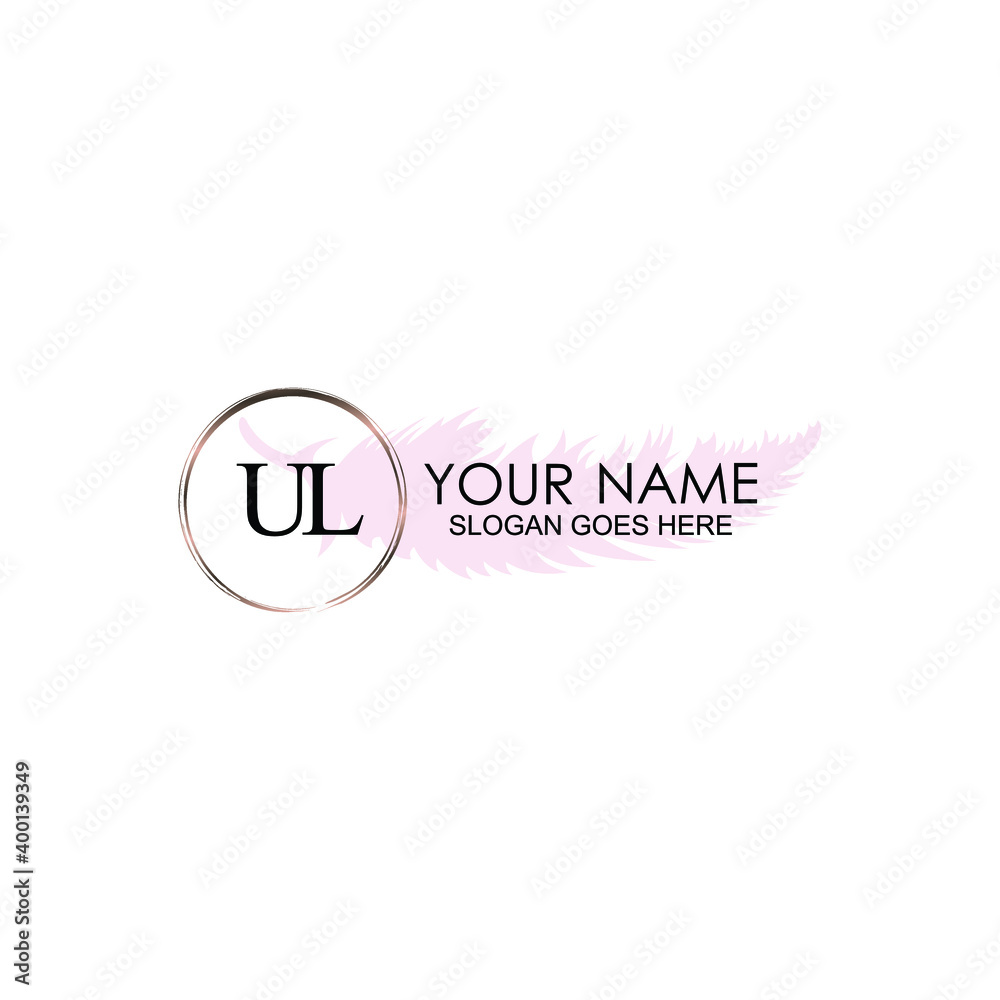 Initial UL Handwriting, Wedding Monogram Logo Design, Modern Minimalistic and Floral templates for Invitation cards	
