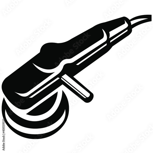 polisher machine vector on black and white background