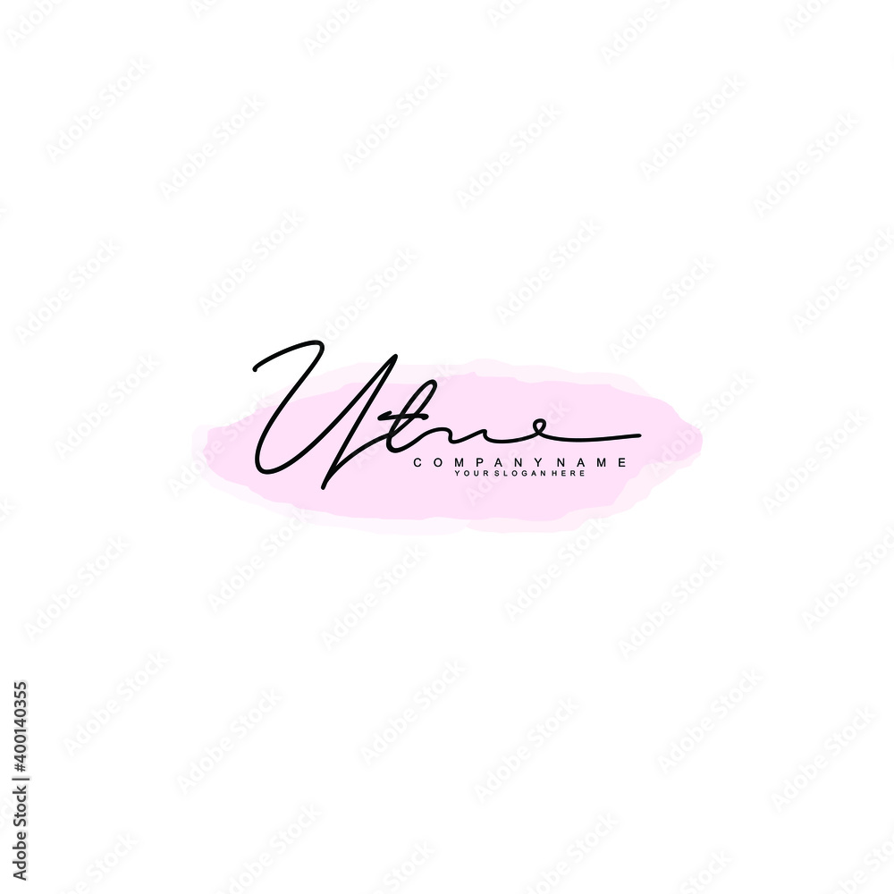 Initial UT Handwriting, Wedding Monogram Logo Design, Modern Minimalistic and Floral templates for Invitation cards	
