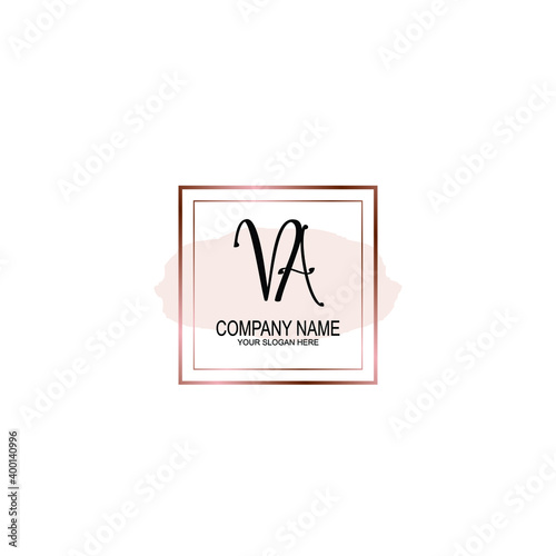 Initial VA Handwriting, Wedding Monogram Logo Design, Modern Minimalistic and Floral templates for Invitation cards	
