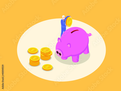 Retirement savings isometric 3d vector concept for banner, website, illustration, landing page, flyer, etc.