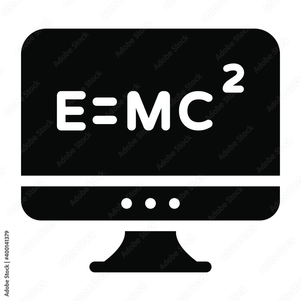 Physics formula in monitor, modern physics solid icon
Physics formula in monitor, modern physics solid icon