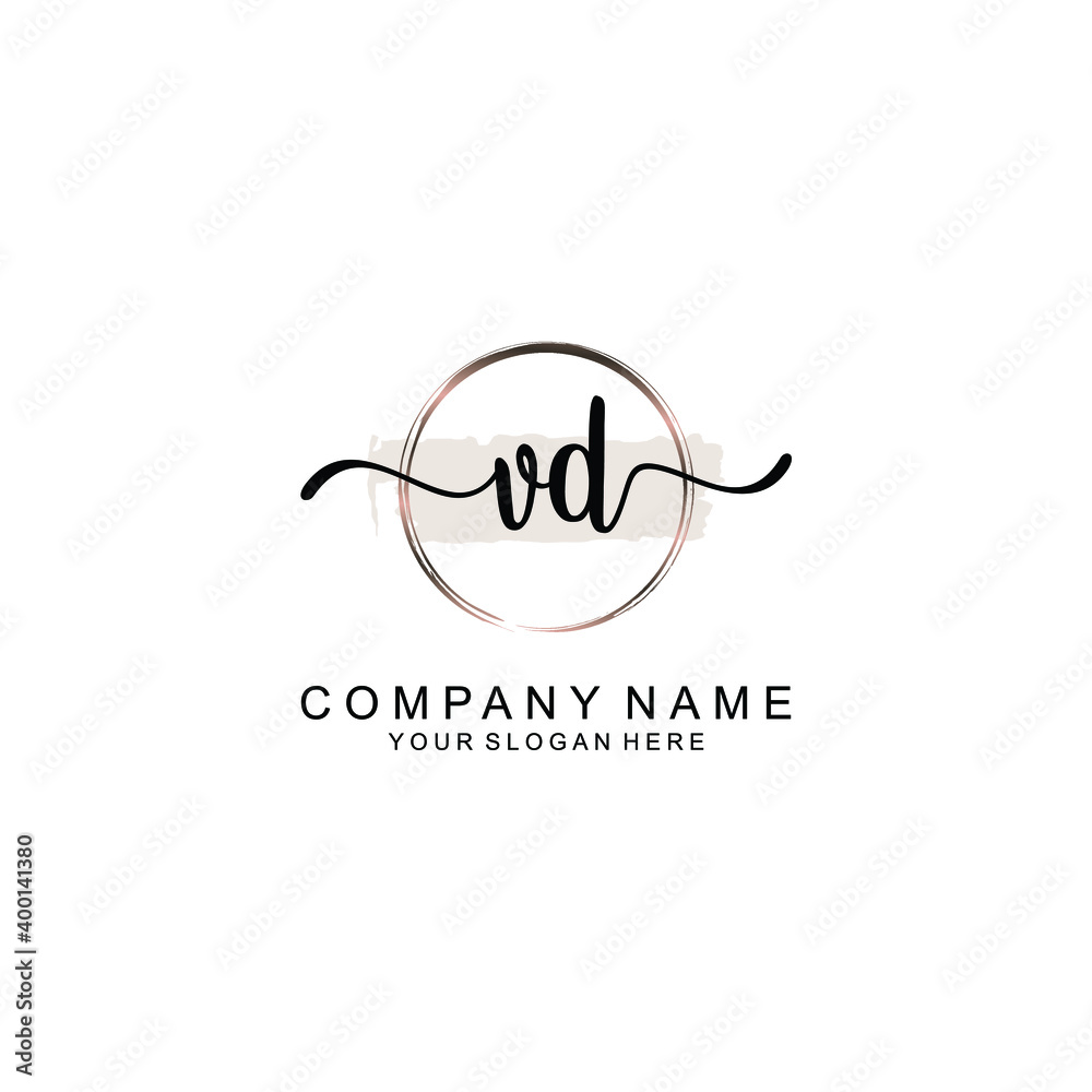 Initial VD Handwriting, Wedding Monogram Logo Design, Modern Minimalistic and Floral templates for Invitation cards	
