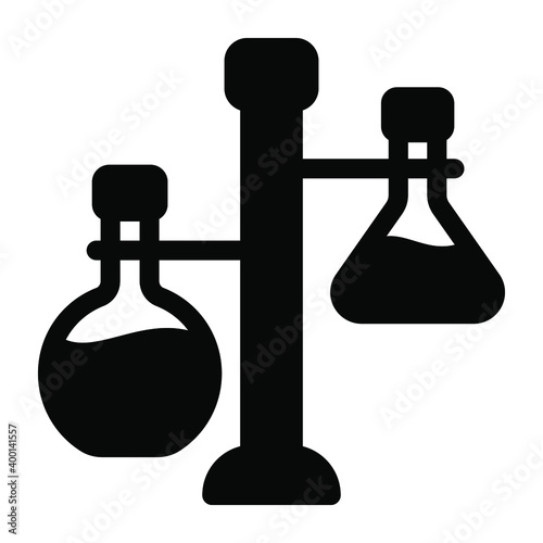 

Two chemical flask on a burette stand for experimentation, solid icon
