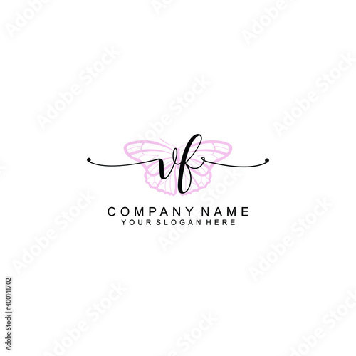 Initial VF Handwriting, Wedding Monogram Logo Design, Modern Minimalistic and Floral templates for Invitation cards	
