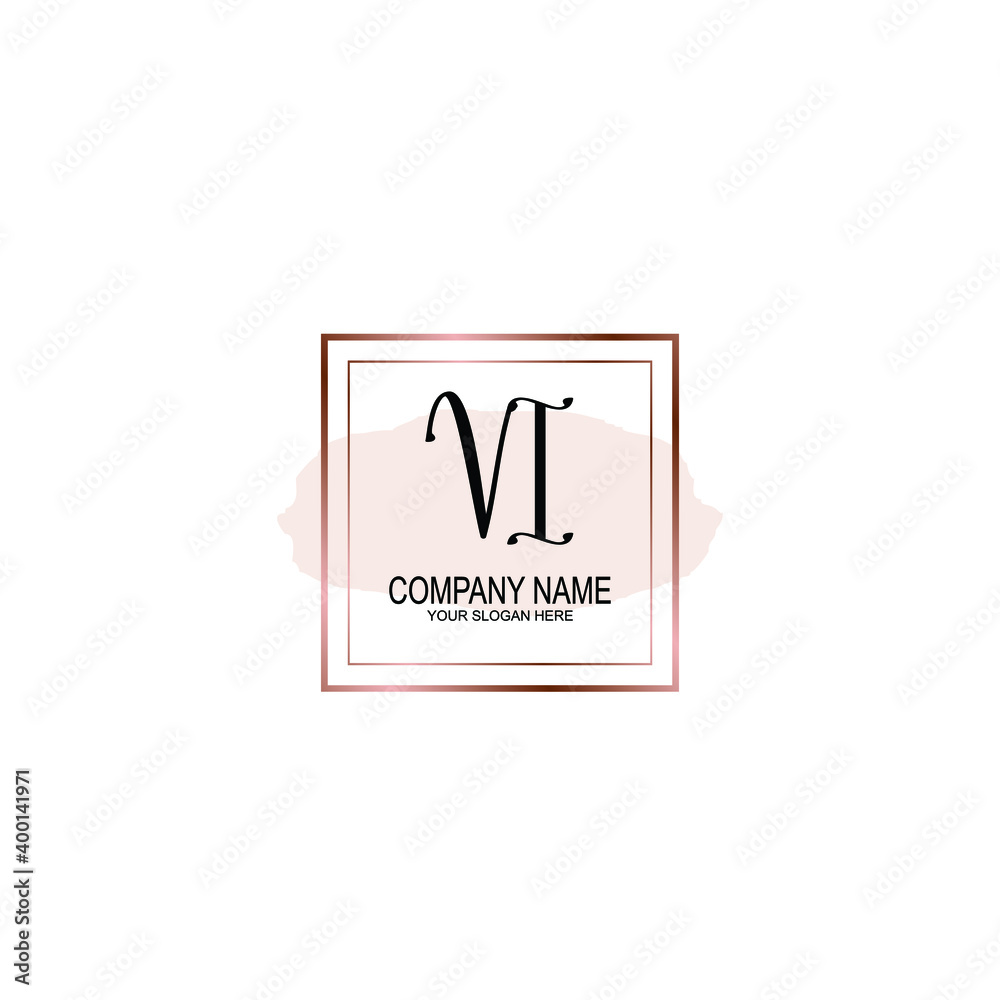 Initial VI Handwriting, Wedding Monogram Logo Design, Modern Minimalistic and Floral templates for Invitation cards	
