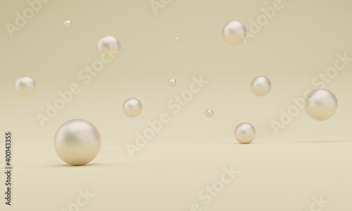 3D rendering golden ball backgroound. Realistic 3d Golden spheres background.