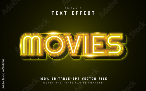 Movie yellow neon text effect