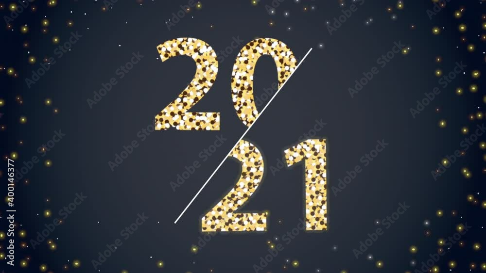 happy new year 2021 celebration with golden numbers and lights