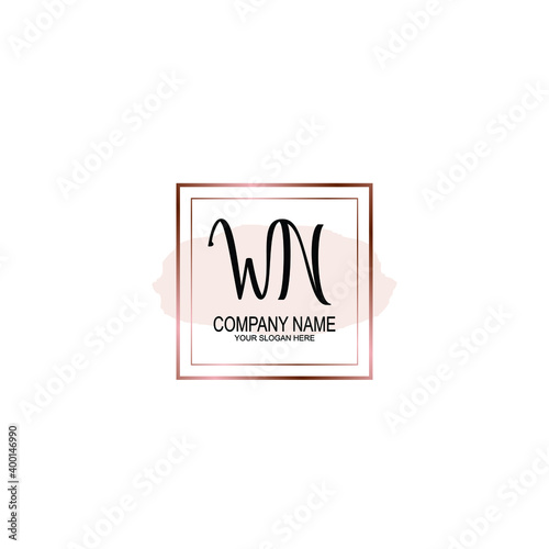 Initial WN Handwriting, Wedding Monogram Logo Design, Modern Minimalistic and Floral templates for Invitation cards 