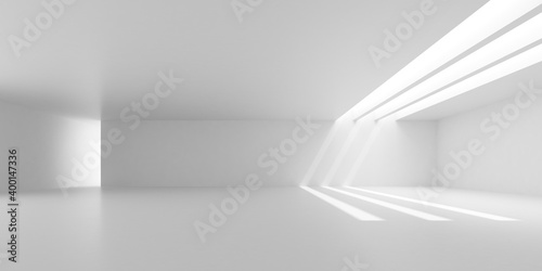 3d render of empty concrete room with shadow on the wall.