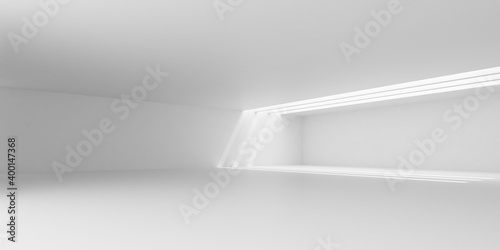 3d render of empty concrete room with shadow on the wall.