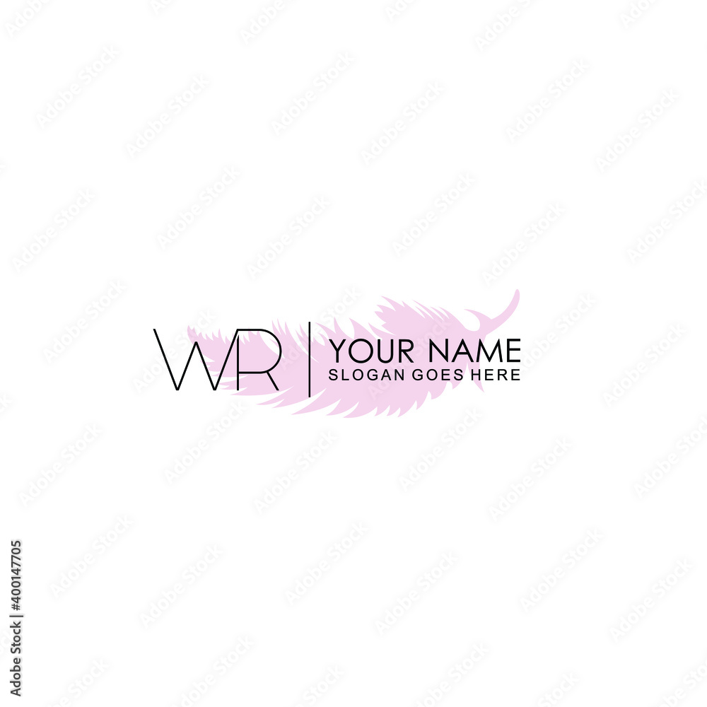Initial WR Handwriting, Wedding Monogram Logo Design, Modern Minimalistic and Floral templates for Invitation cards	
