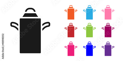 Black Can container for milk icon isolated on white background. Set icons colorful. Vector.