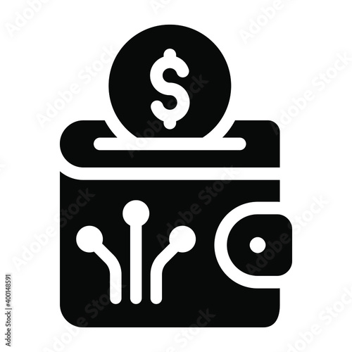 
An icon of digital wallet in solid editable design
