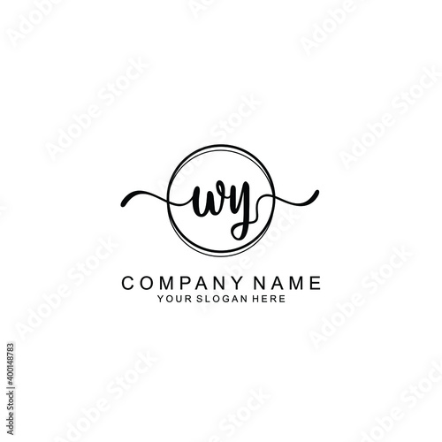 Initial WY Handwriting  Wedding Monogram Logo Design  Modern Minimalistic and Floral templates for Invitation cards  