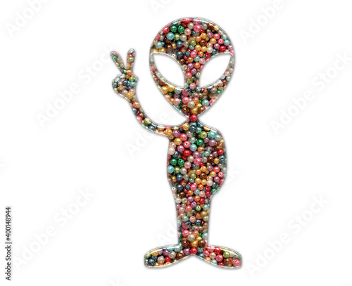 UFO Alien Beads Icon Logo Handmade Embroidery illustration