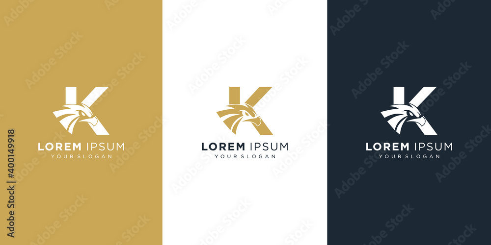 Letter k with luxury abstract eagle logo template Letter k with luxury abstract eagle logo template
