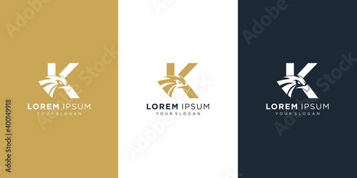 Letter k with luxury abstract eagle logo template