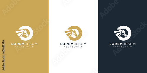 Letter o with luxury abstract eagle logo template