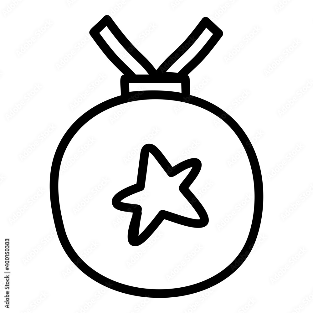 Star medal icon, line design.