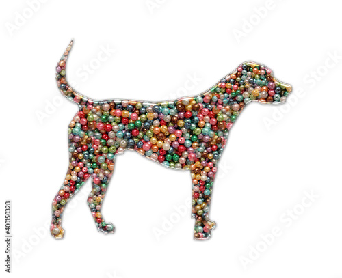 Dog Pet Beads Icon Logo Handmade Embroidery illustration