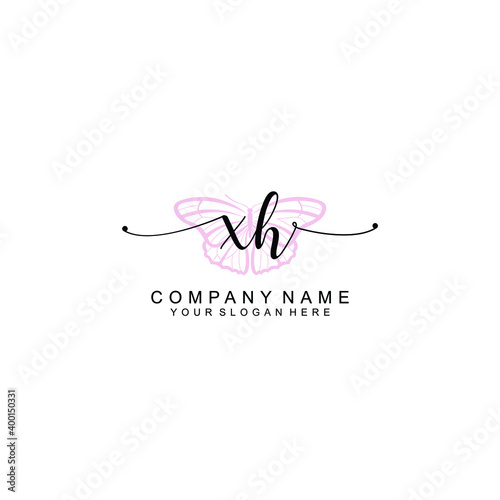 Initial XH Handwriting, Wedding Monogram Logo Design, Modern Minimalistic and Floral templates for Invitation cards