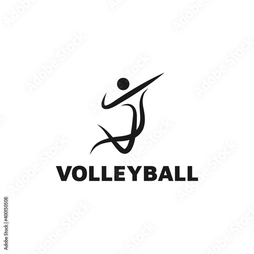 volleyball logo design with jumping person icon