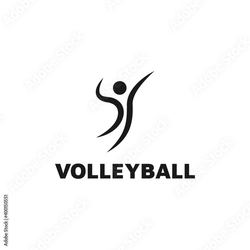 volleyball logo design with jumping person icon