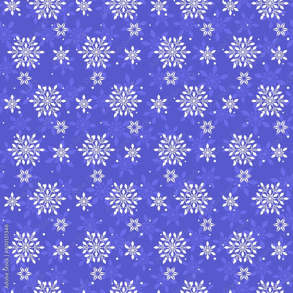 Seamless winter snowflakes pattern.