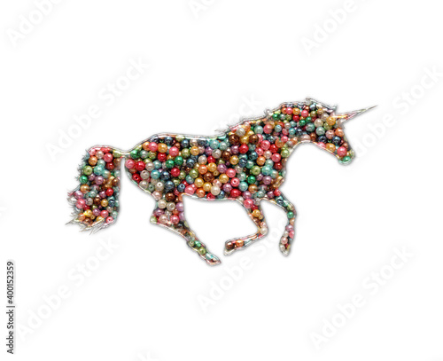 Unicorn horse Beads Icon Logo Handmade Embroidery illustration