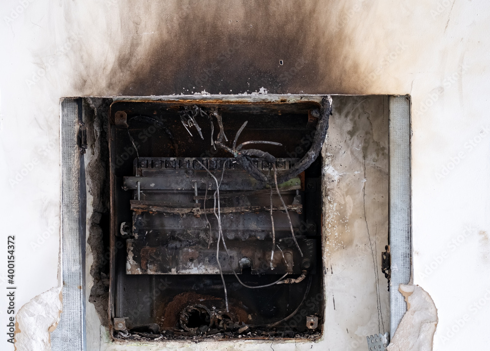 Overloaded electrical circuit cause. Damaged circuit breaker became the