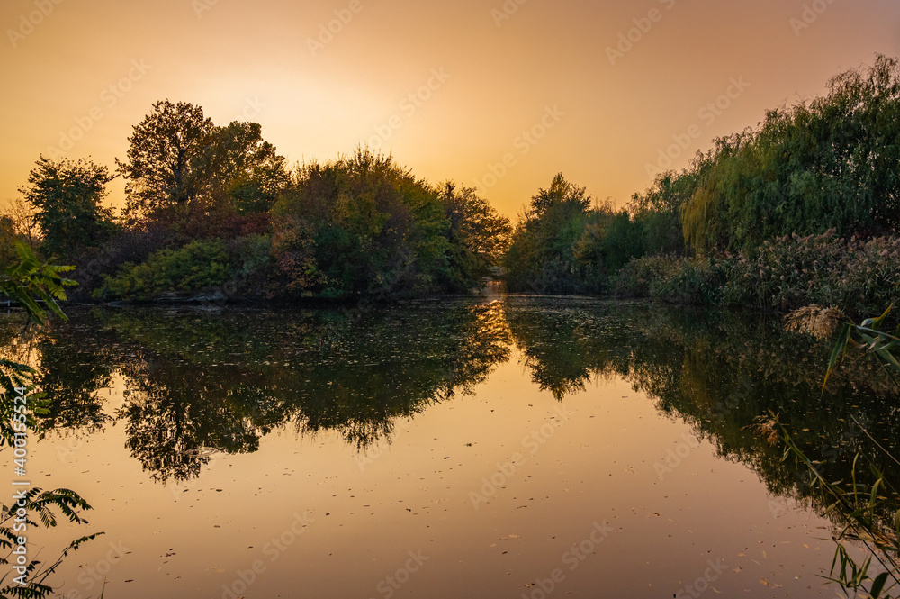 sunset over the lake